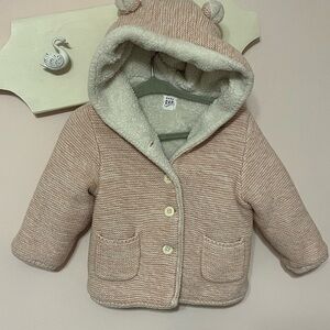 Baby Gap fleece lined Hooded sweater jacket 12-18M
